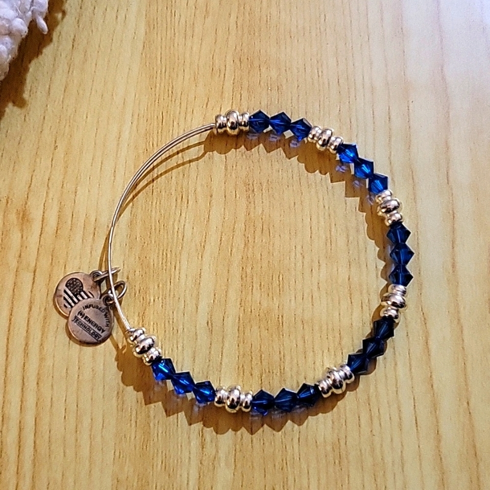 Alex and Ani Blue and silver beaded bracelet